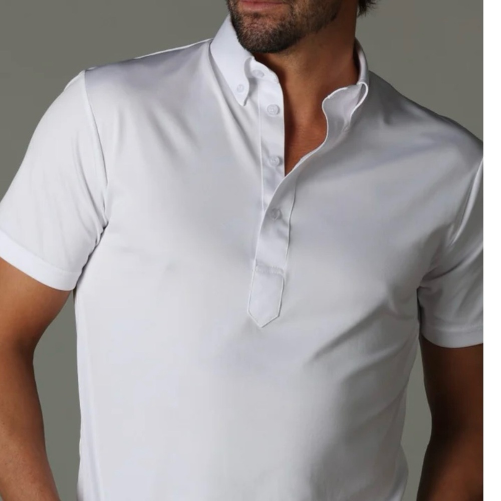 NWOT Collars & Co. White Oxford Button Down Collar Polo in Size Small